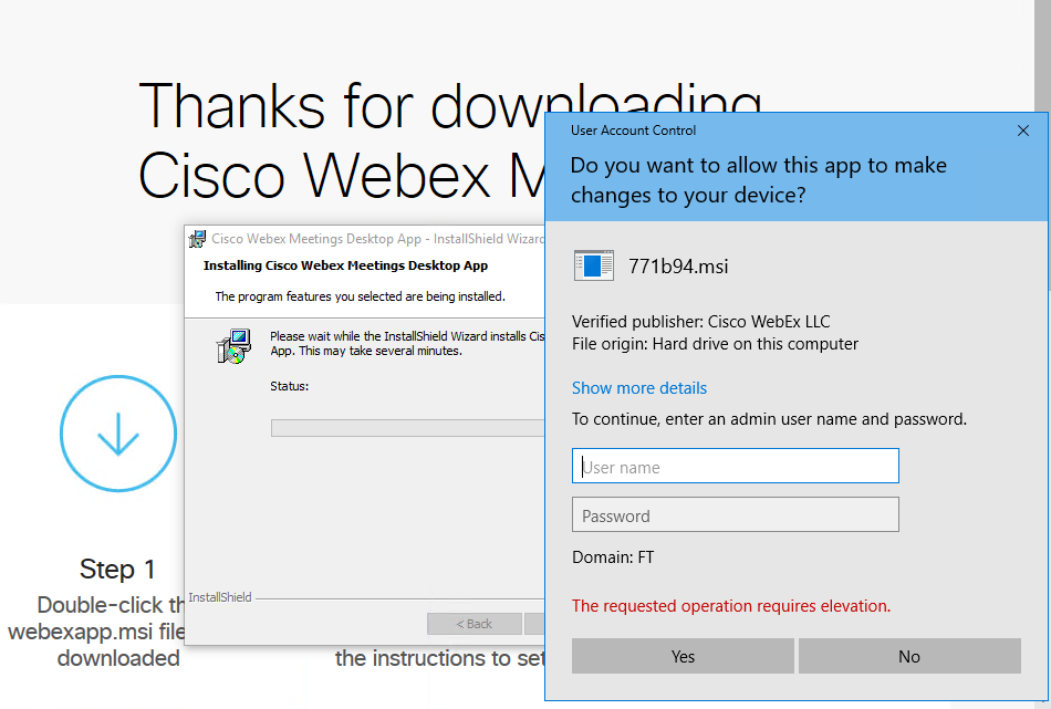 webex install without admin rights